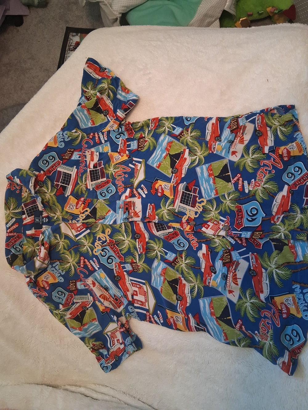 George Blue Tropical Print Casual Button Down Shirt S